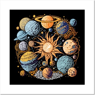 Van Gogh Style Solar System Graphic Design Posters and Art